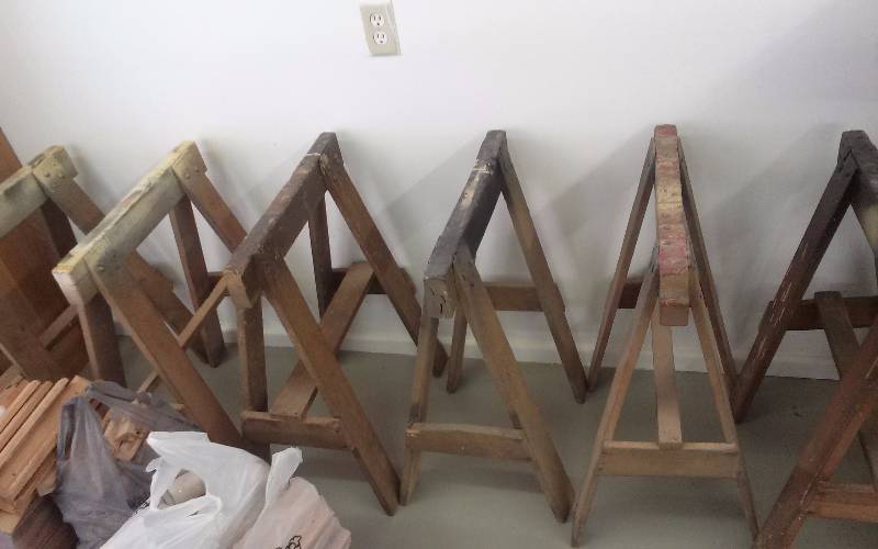 lot 65 image: Lot - Set of Wooden SawHorses