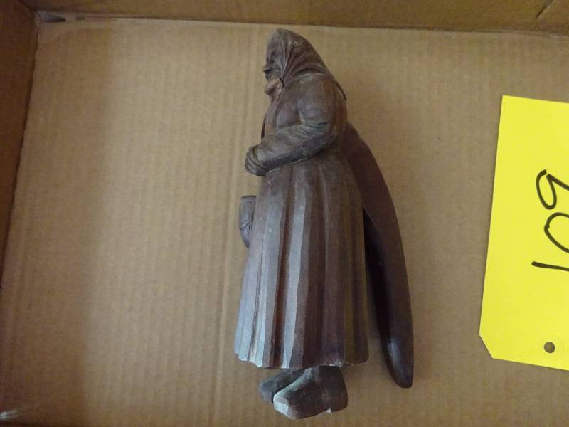 Hand Carved Walnut Old Lady Nut Cracker