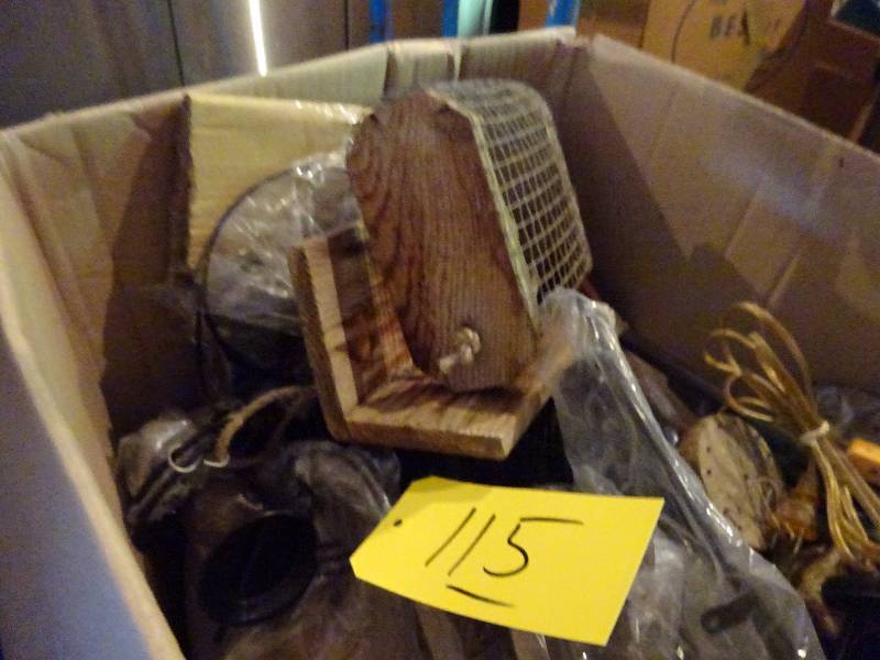 Box of Bird feeders, Dog Dishes