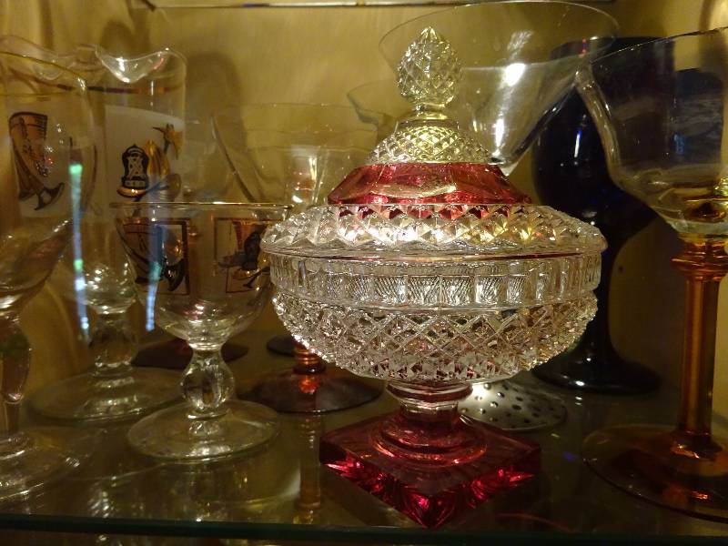 ClearRed Covered Glass Dish