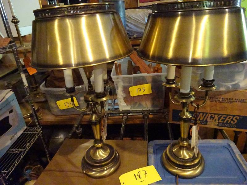 Pair Brass Faux Candle Lamps