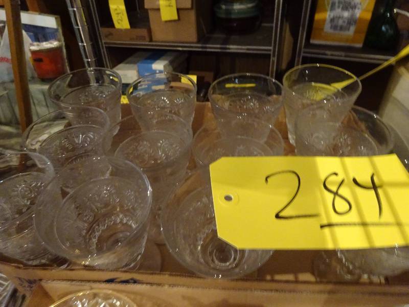 12 Fancy Pressed Water Glasses