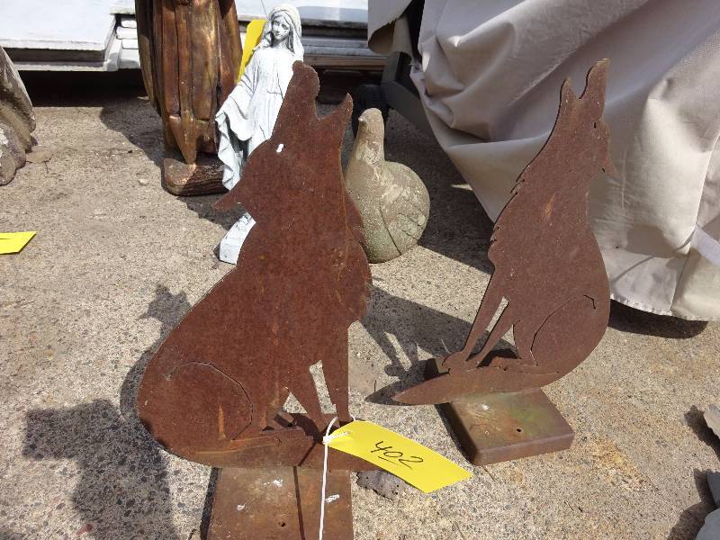 Pair of Steel Cut Wolves