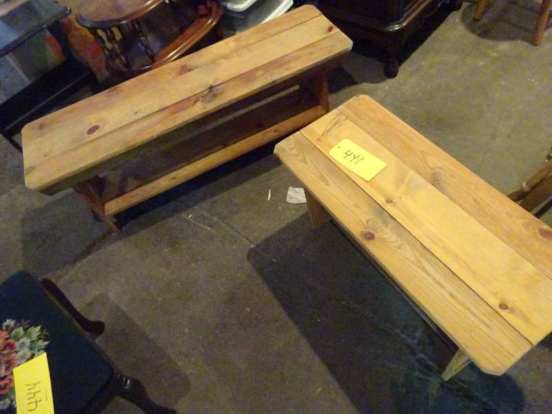 pair Pine Benches