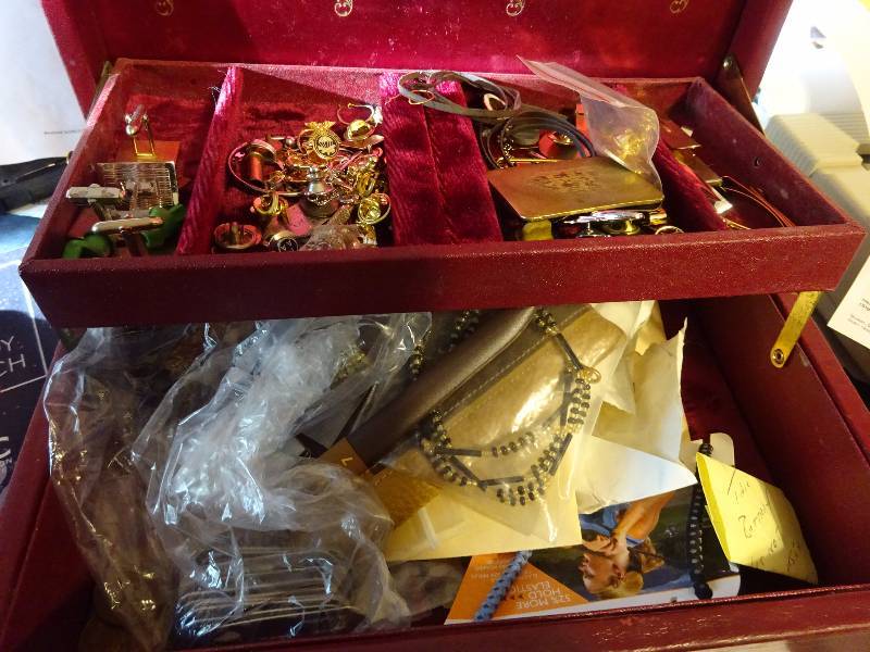 Box of Tie tacks and Watch Band Parts