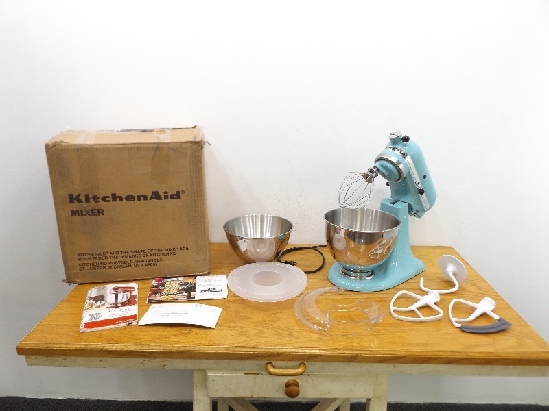lot 2 image: New in Box 9-Piece KitchenAid Tilt-Head Stand Mixer