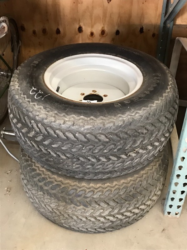 lot 16 image: (2) 6-Lug Steel Tractor Wheels With...