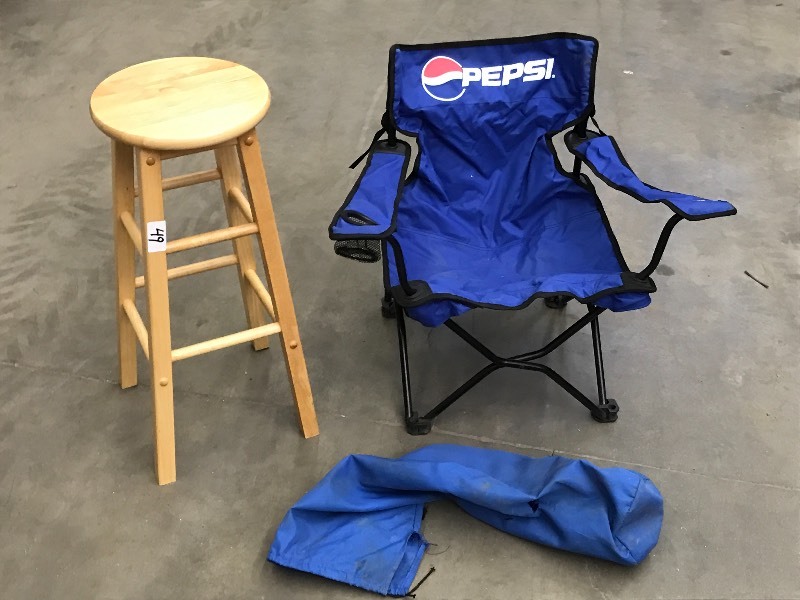 lot 49 image: Lot Of (1) Nice Wooden Bar Stool & ...