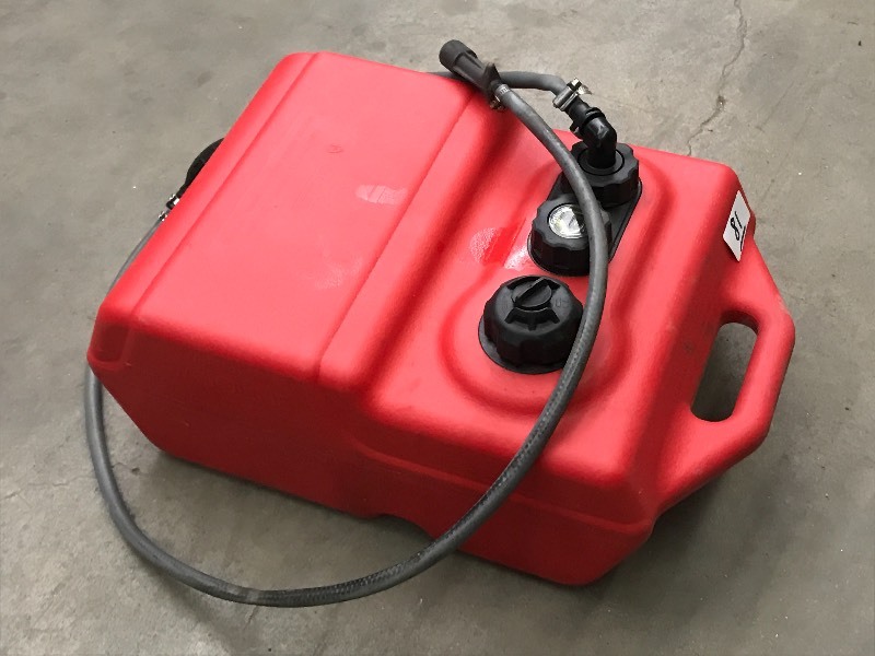lot 81 image: 6-Gallon Plastic Boat Fuel Tank Wit...