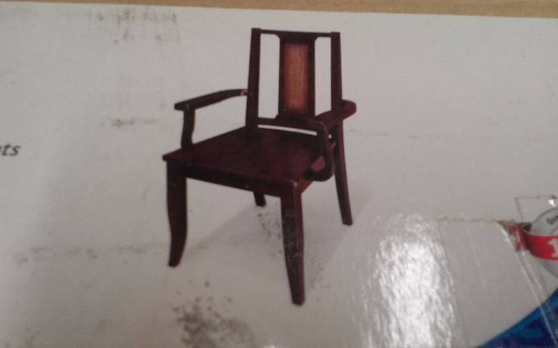 lot 35 image: NIB Office Depot Wood & Ratton Desk Chair, needs assemply