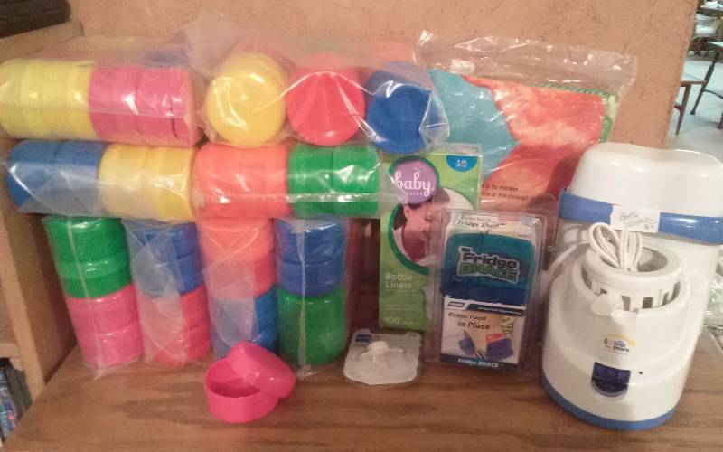 lot 44 image: Lot - Baby Items, NEW Snack Cups, Bottle Warmer, etc