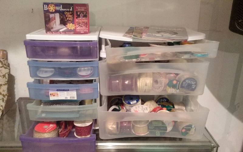 lot 48 image: Lot - Rolls of Ribbon and Storage Drawers