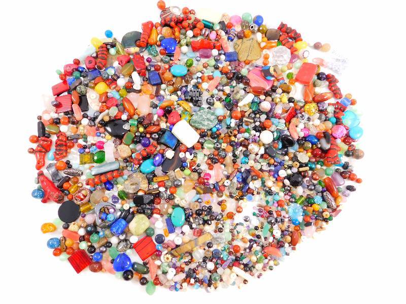 Lot of Glass, Rock, and Gemstone Beads