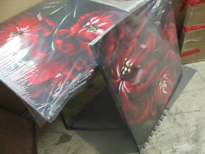 Set of 2 Red Flower Prints open box...