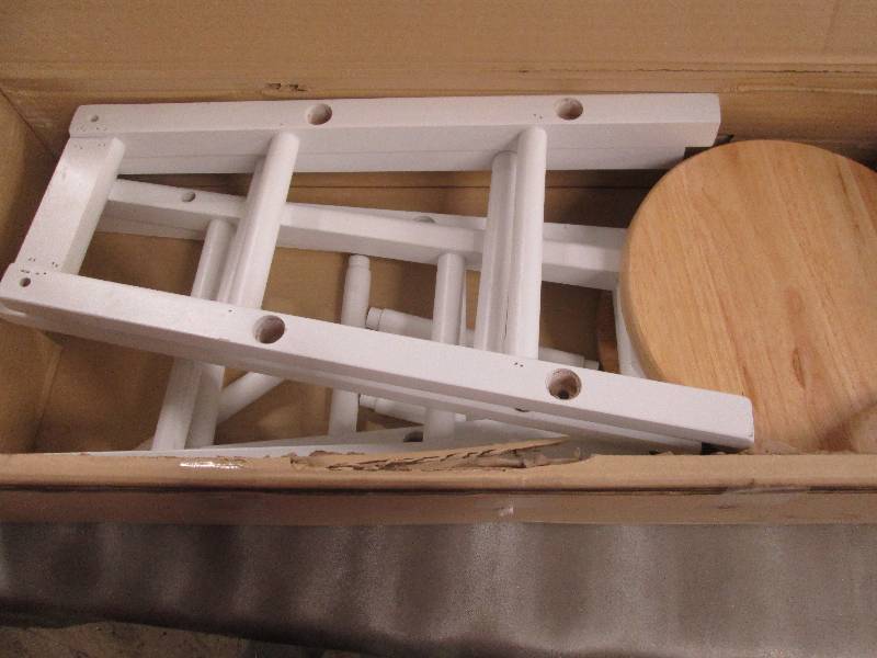 White Kitchen Stools open box, miss...