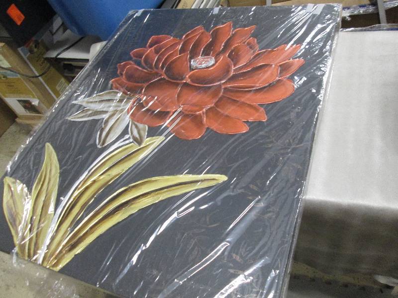 Hand-Painted Copper Floral Canvas o...