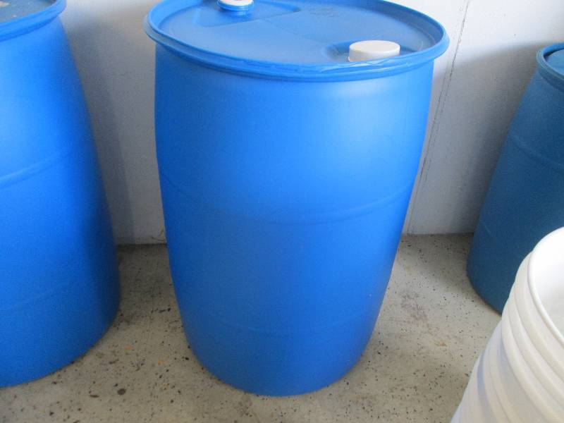 55 Gallon Blue Plastic Drum...