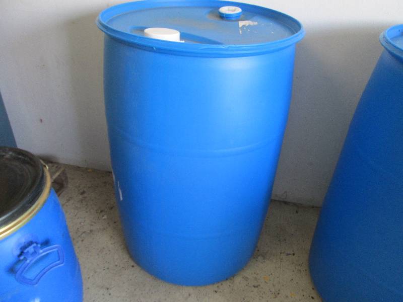 55 Gallon Blue Plastic Drum...