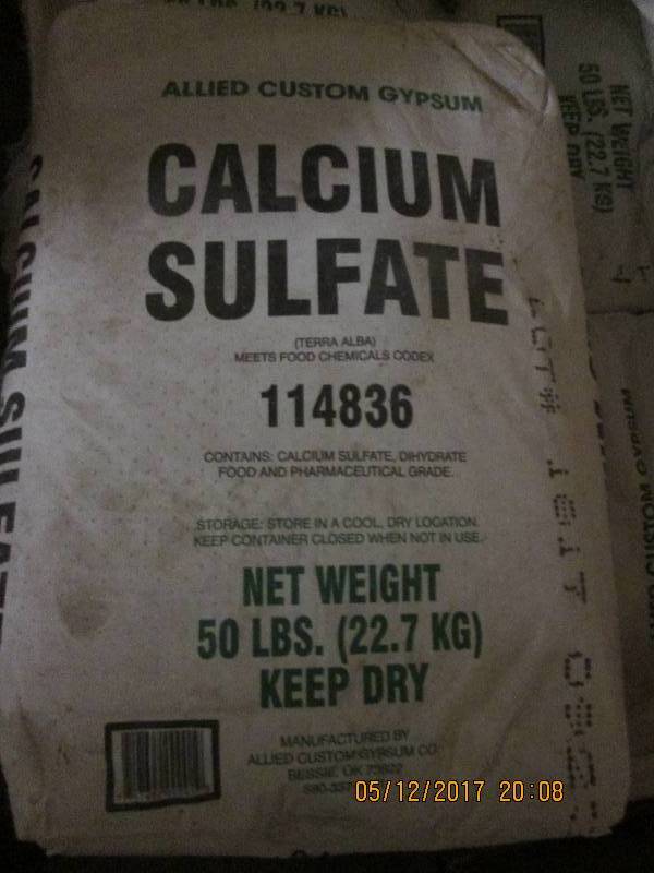 50 lb bag of food grade calcium sul...