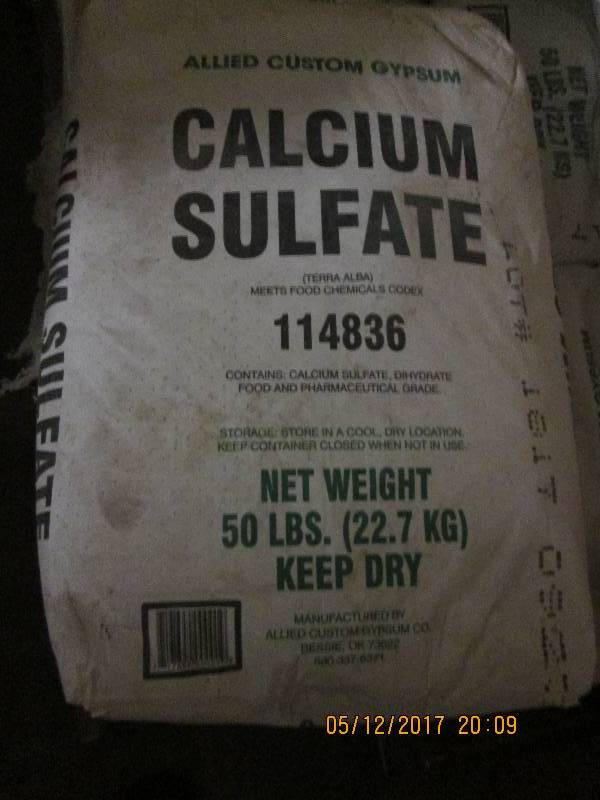 50 lb bag of food grade calcium sul...