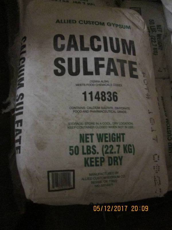 50 lb bag of food grade calcium sul...