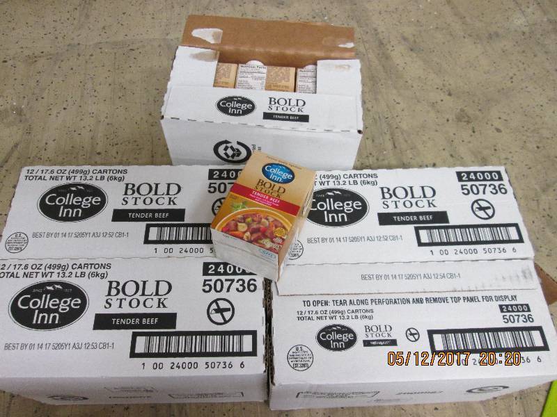 5 cases of 12 College Inn Bold stoc...