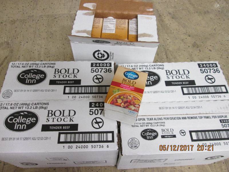 5 cases of 12 College Inn Bold stoc...