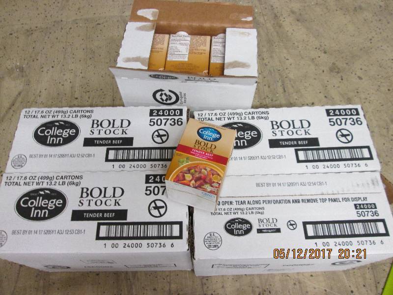 5 cases of 12 College Inn Bold stoc...