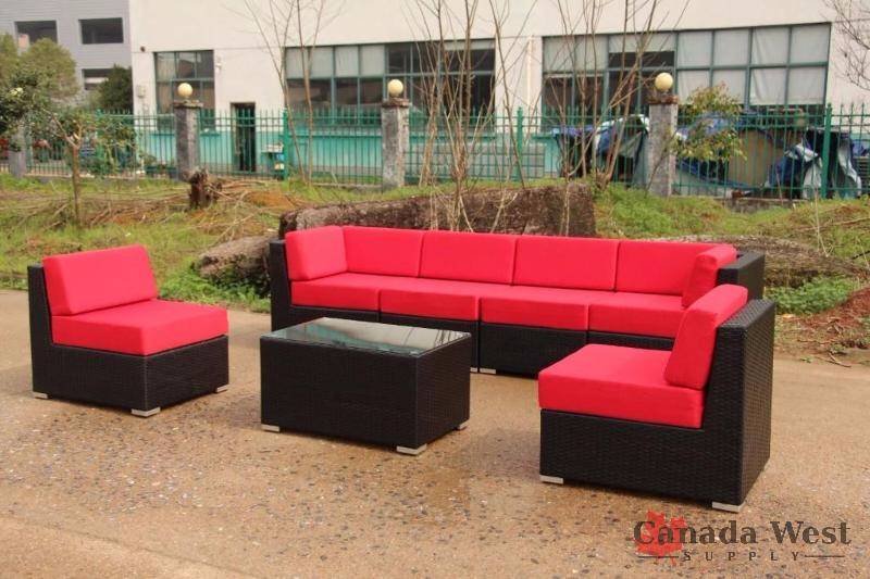 lot 10 image: NEW 2017 MOONLIGHT 7 PCS OUTDOOR FURNITURE SET RED 7PCSFSRED
