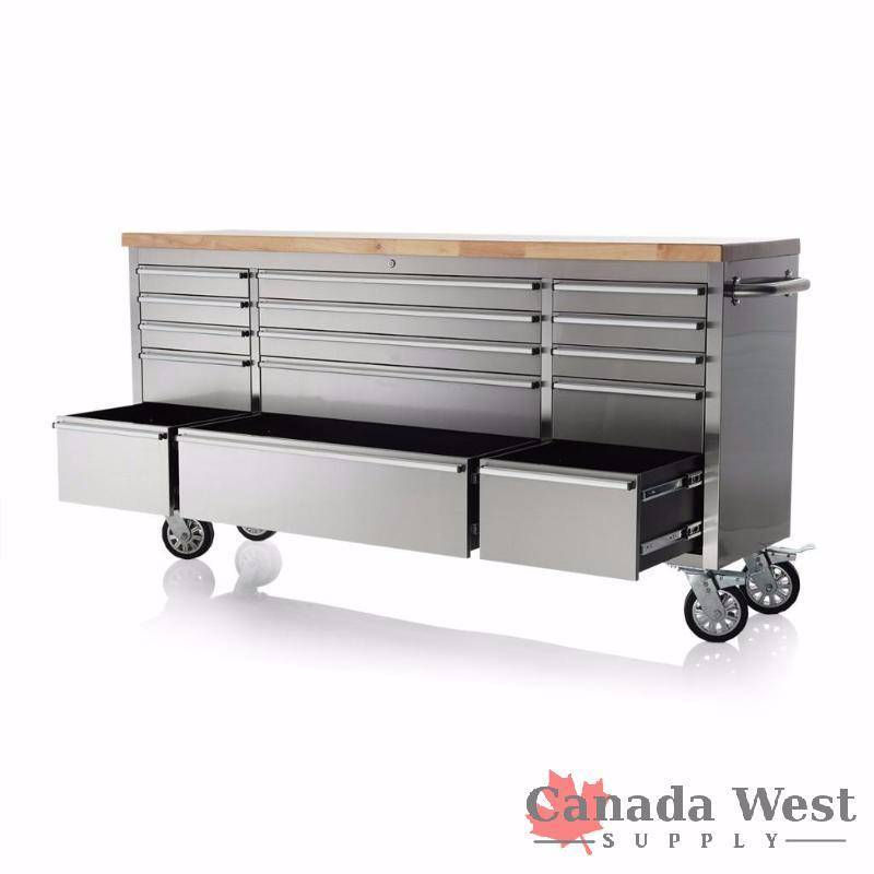lot 26 image: NEW HUGE 72 INCH STAINLESS STEEL ROLLER TOOL BENCH WITH 828 PIECE TOOL SET