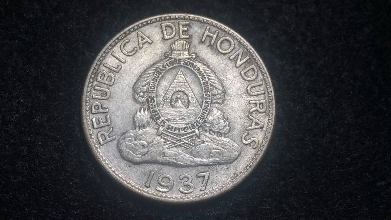1937 Honduras Silver 50 Centavos