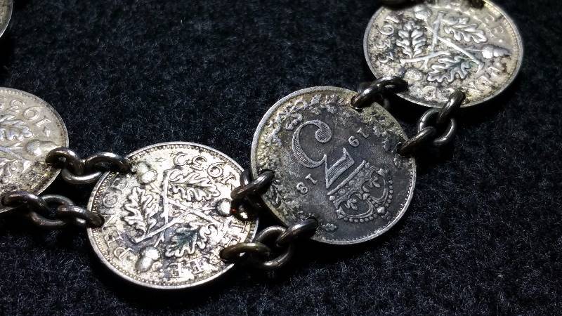1900s - 1930s Brittish Threepence Coin Bracelet