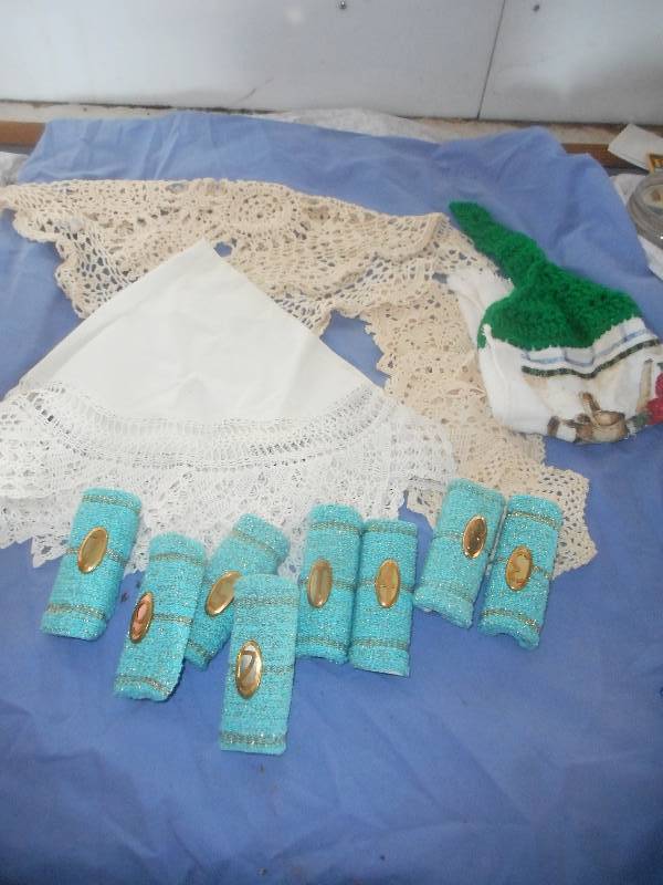 HAND CRAFTED DOILIES AND TOWEL