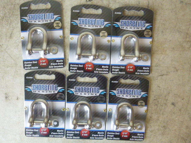 6 Shoreline Stainless Steel Straight Anchor Shackles