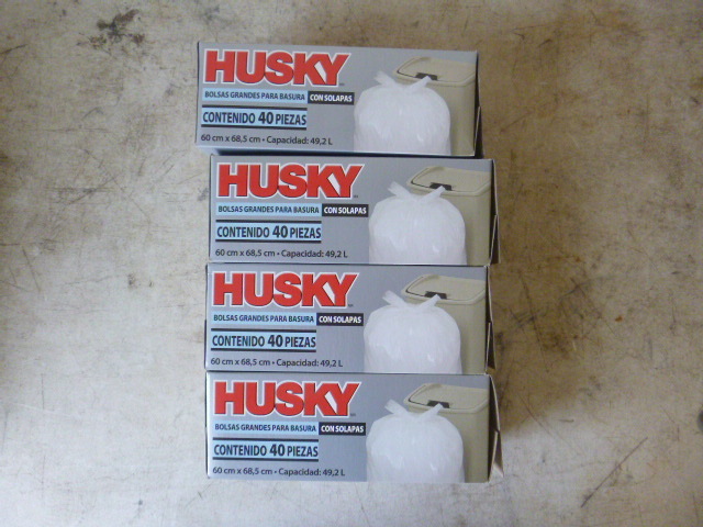 4 Boxes of Husky Flap Tie Kitchen Bags