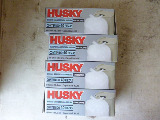 4 Boxes of Husky Flap Tie Kitchen Bags