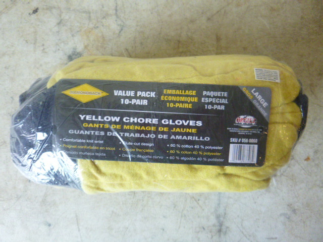 10 Pair of Diamondback Yellow Chore Gloves