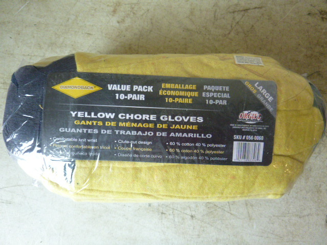 10 Pair of Diamondback Yellow Chore Gloves