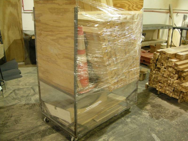 lot 160 image: Rolling Shop Cart with Wood