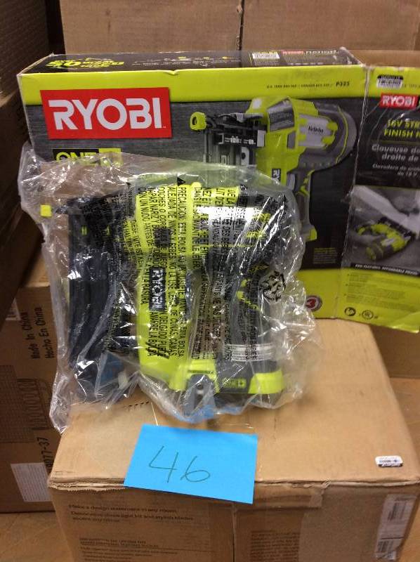 lot 46 image: Ryobi 18-Volt ONE AirStrike 16-Gauge Cordless Straight Nailer (Tool-Only)- P325