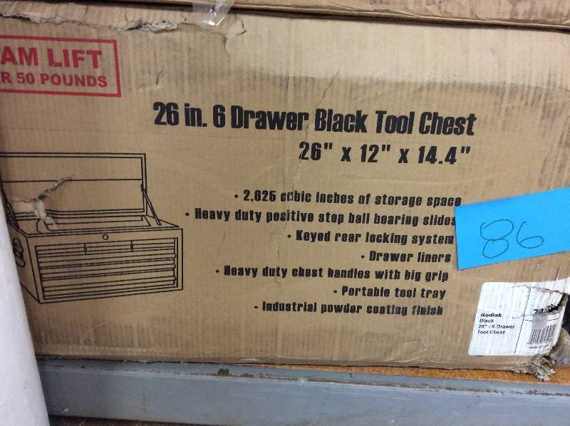 lot 86 image: Kodiak Pro 74306 26-Inch 6 Drawer Tool Chest