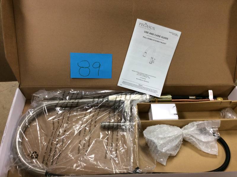 lot 89 image: Pegasus Sentio Single-Handle Pull-Down Sprayer Kitchen Faucet in Brushed Nickel
