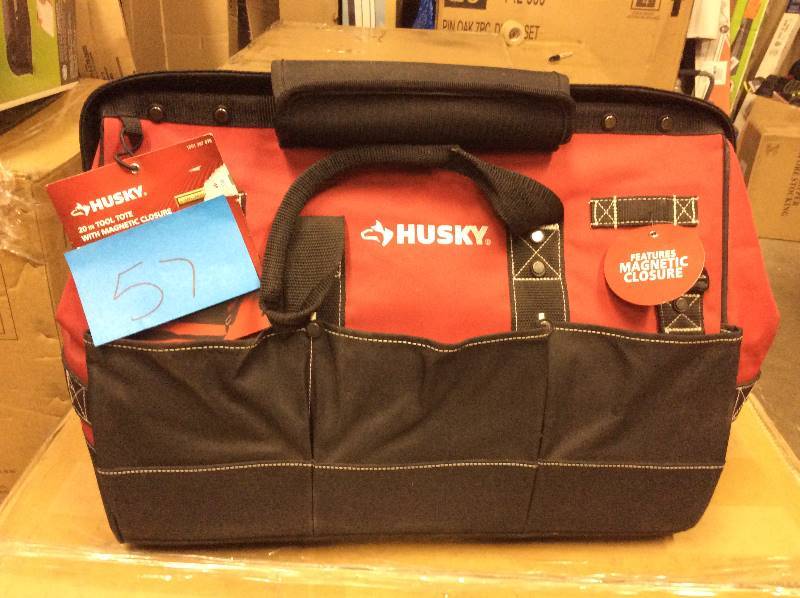 lot 57 image: Husky 20 in Tool Tote with Magnetic Closure not used