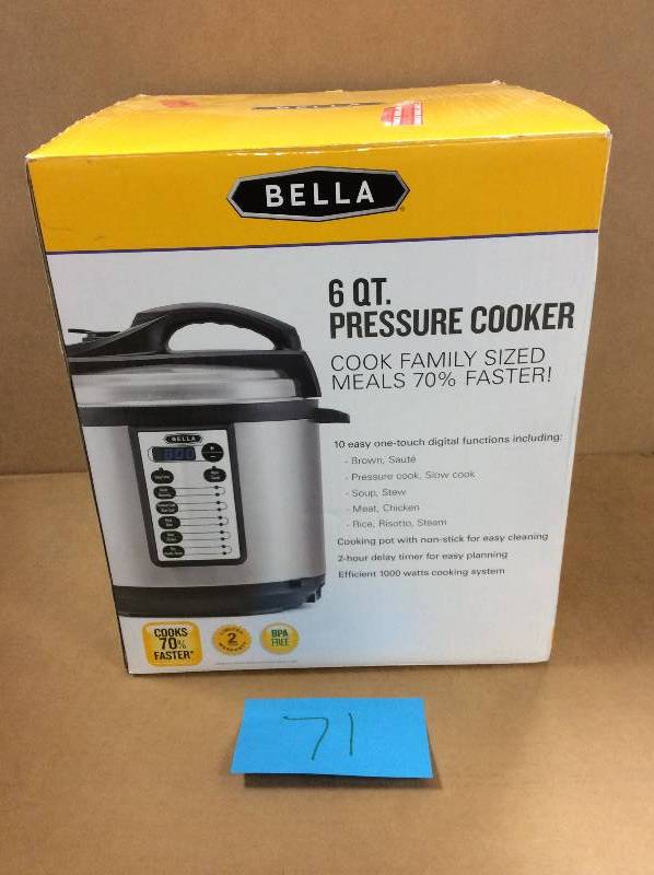 lot 71 image: Bella 6 QT Pressure Cooker