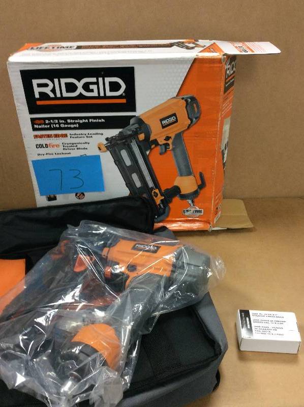 lot 73 image: Ridgid 16-Gauge 2-12 in. Straight Nailer