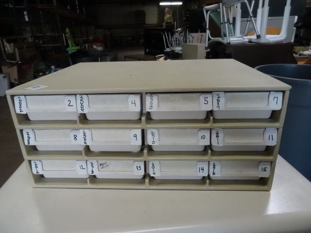 12 drawer storage bin. 19 x 9 x 14...