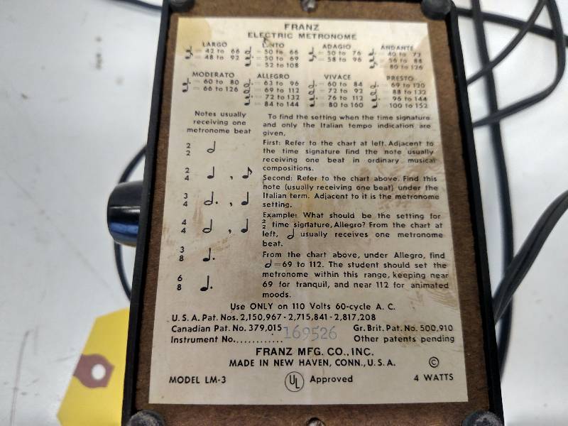 lot 49 image: Franz Electric Metronome...