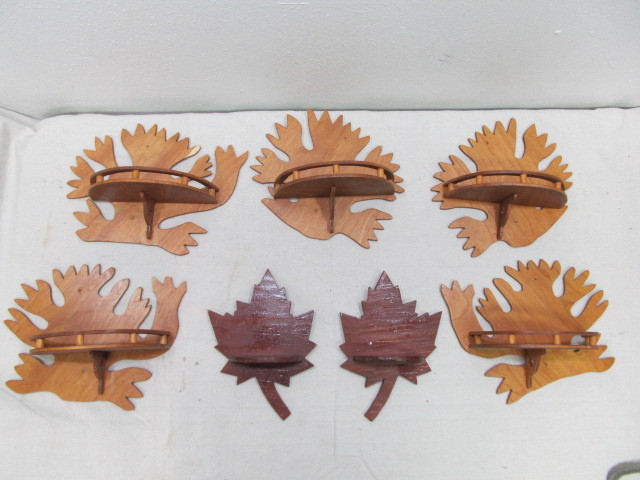 lot 44 image: Lot of Vintage Hanging Wood Wall Shelves