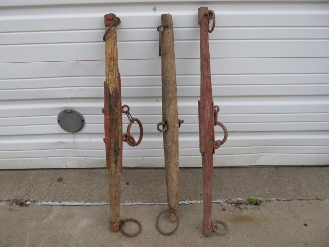 lot 62 image: 3 Antique Wooden Double Horse Yokes