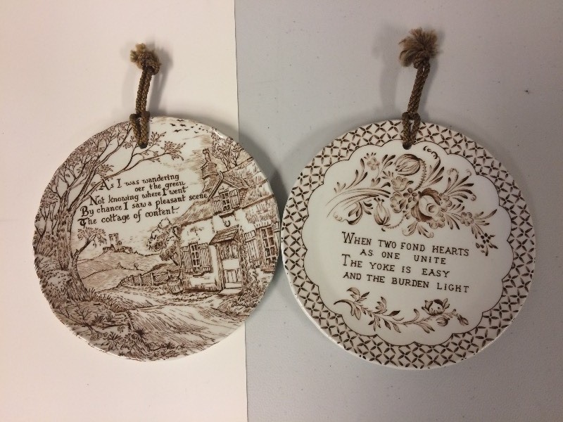 lot 39 image: 2 Vintage English Cottage Poem Plates